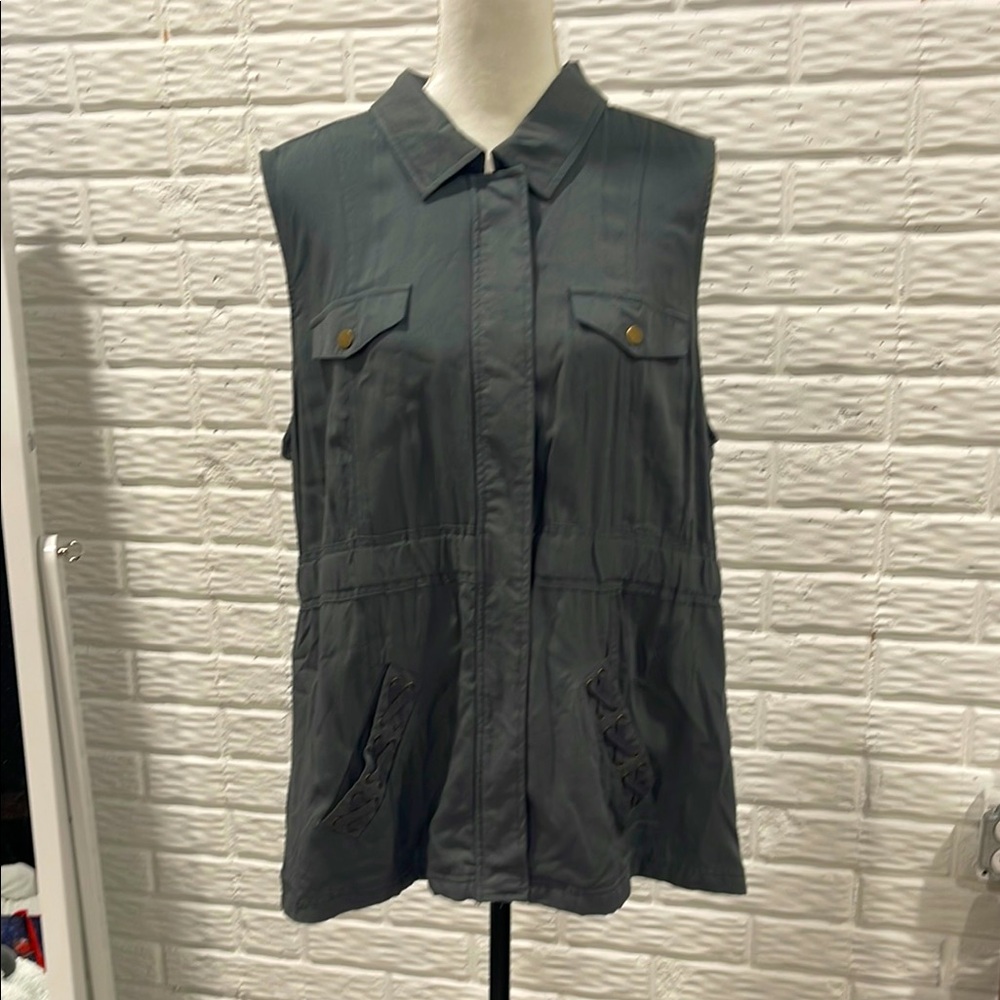 Maurices Gray Collared Vest with Relaxed Fit